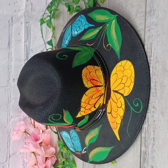 Hand Painted In Mexico Straw Hat NEW - Picture 3 of 6